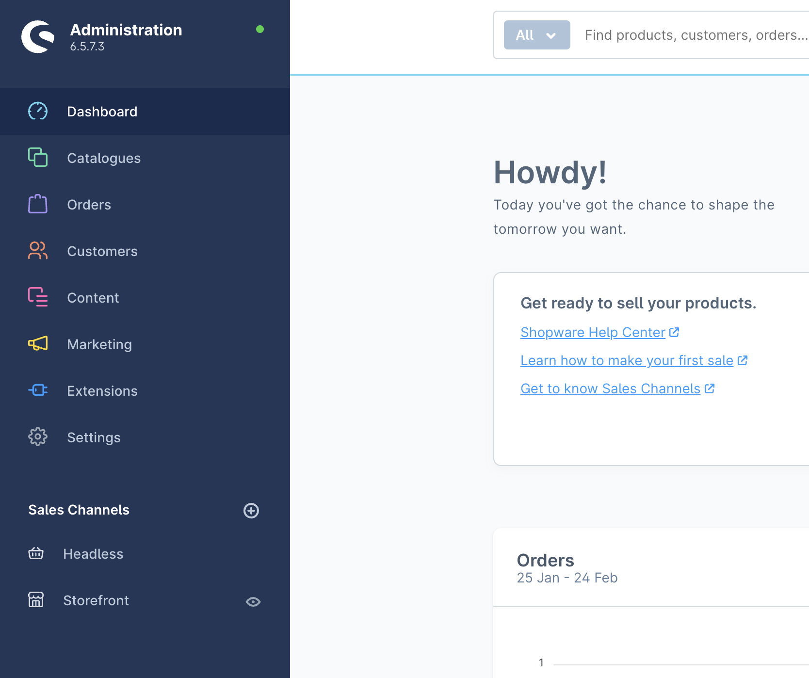 Shopware Administration page